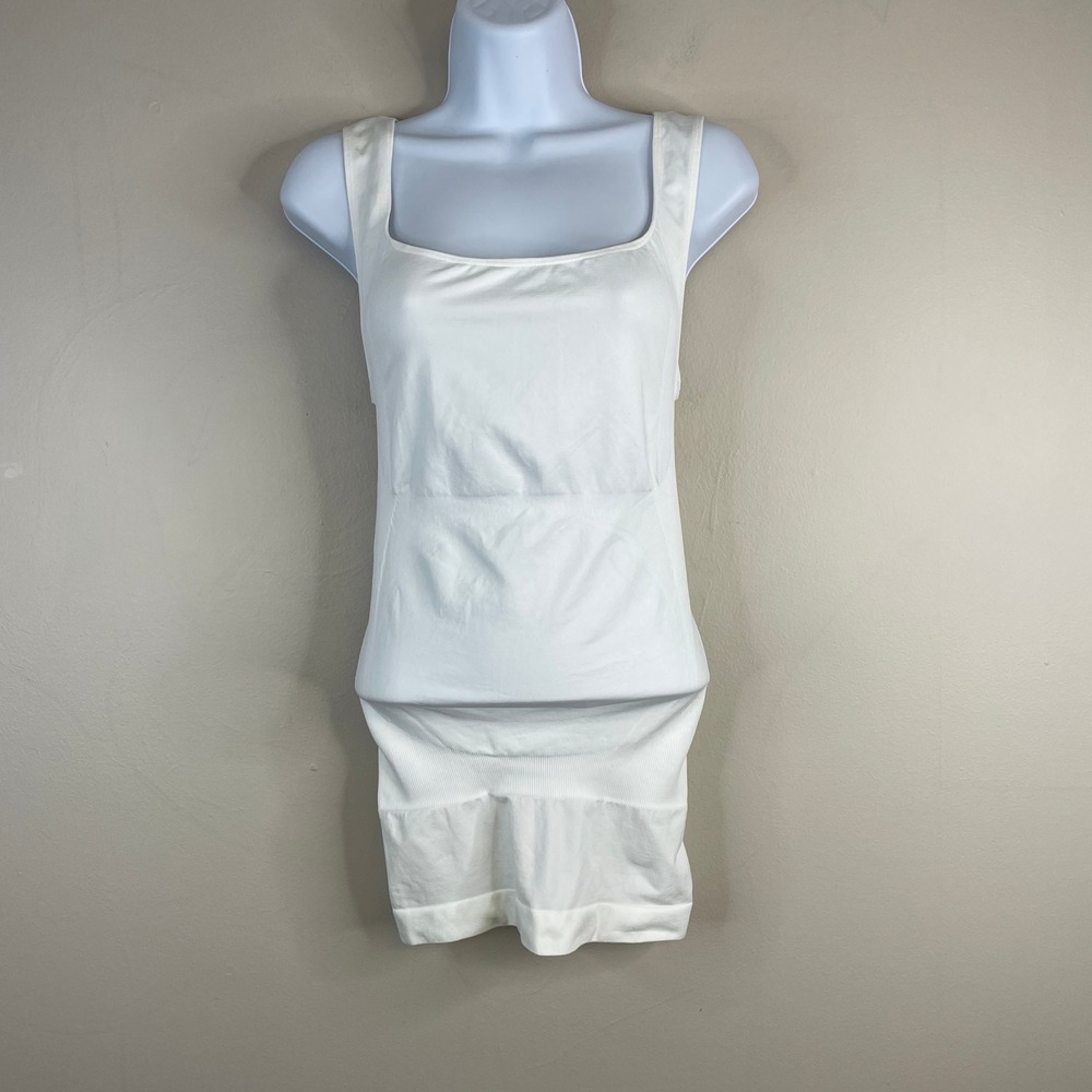 Blanqi Maternity Tank Tunic Medium White Belly Support Stretch‎ Layering Comfort